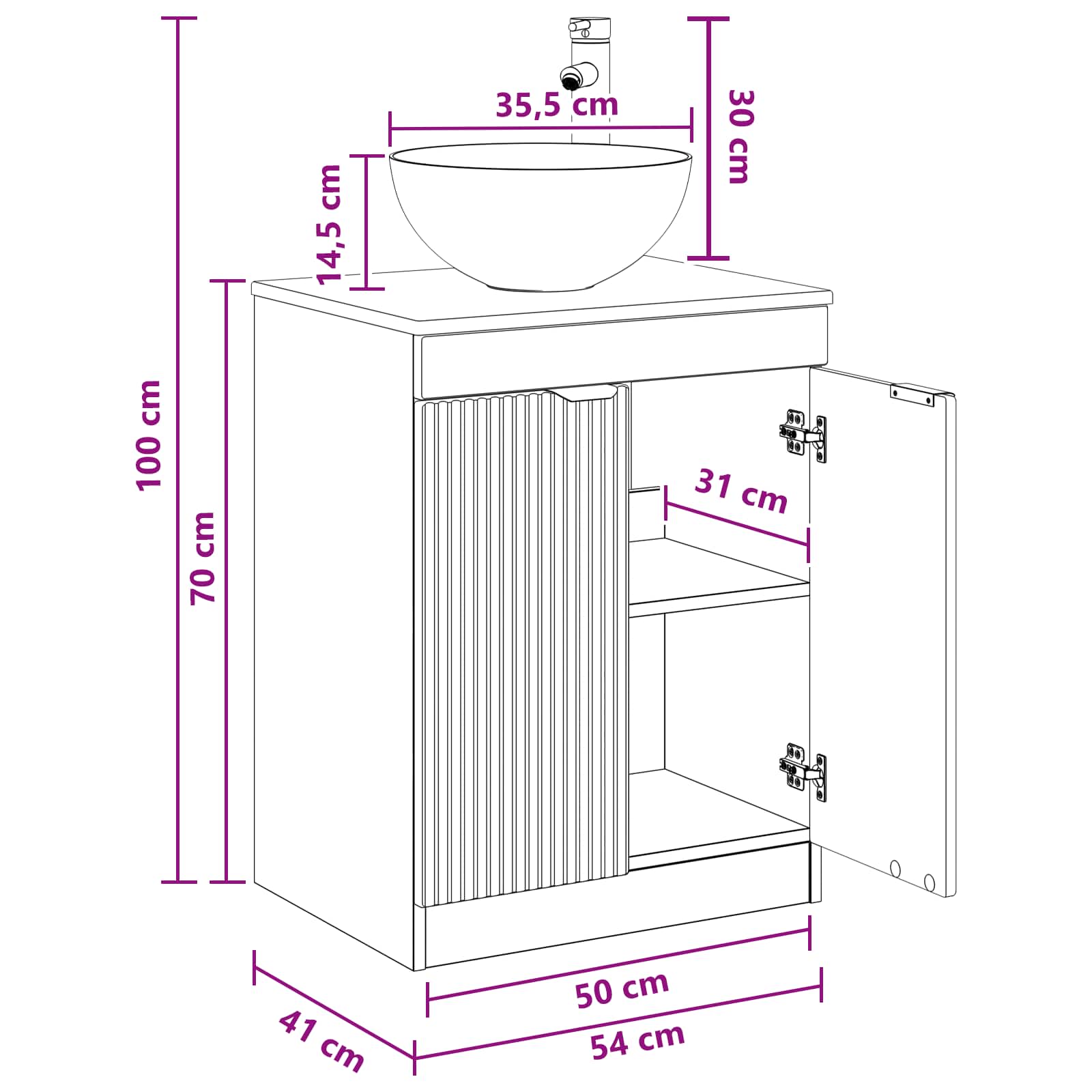 vidaXL Waschbeckenschrank Altholz 54 x 41 x 100 cm Holzwerkstoff – Bild 12