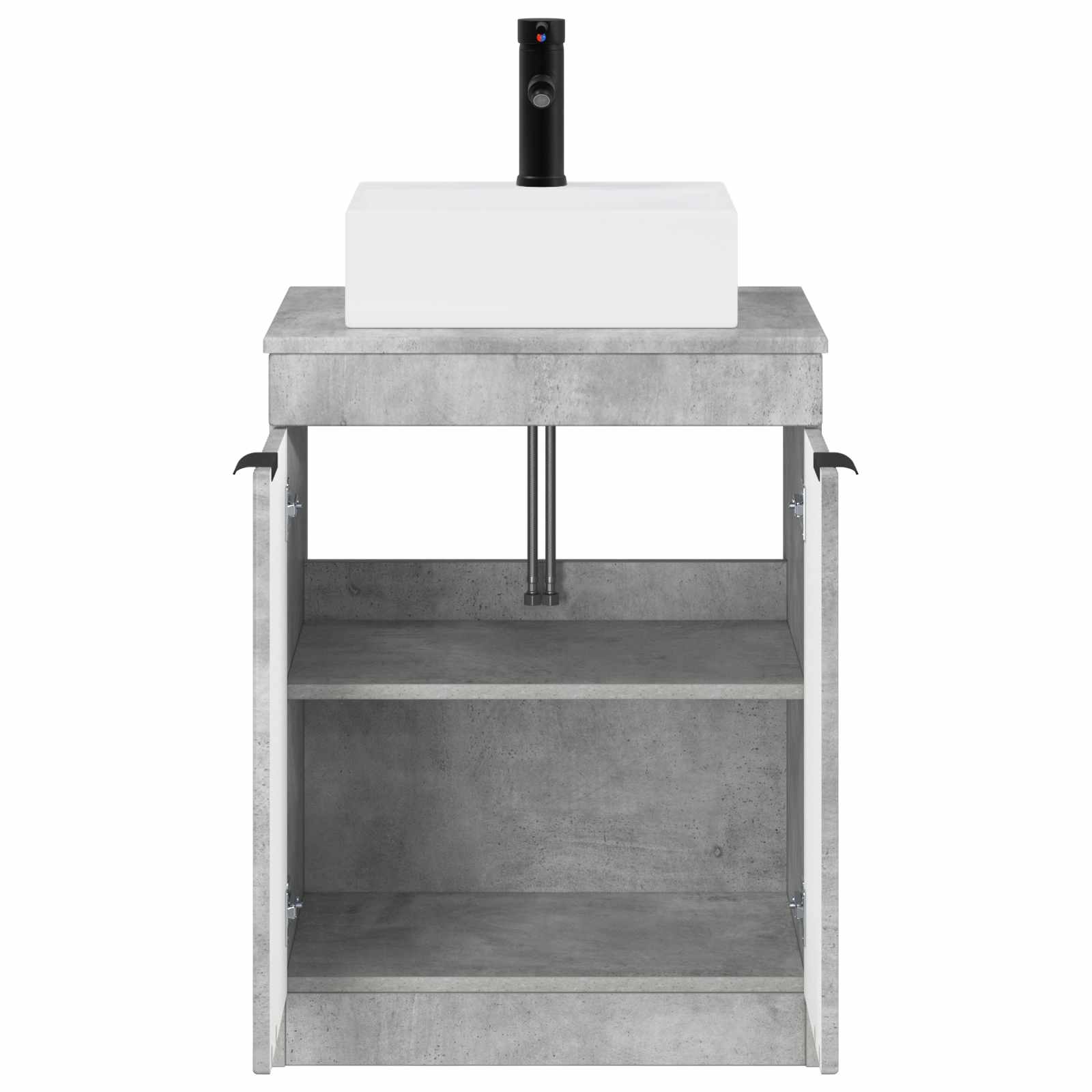 Комплект мебели за баня Бетонно сиво Инженерна дървесина – снимка 3
