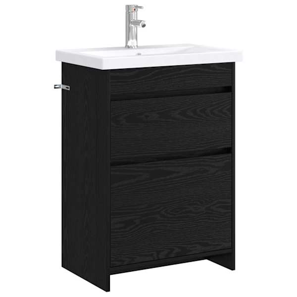 vidaXL Vannitoa m&ouml;&ouml;bleset Must tamm 61 x 40 x 84,5 cm Tehispuit