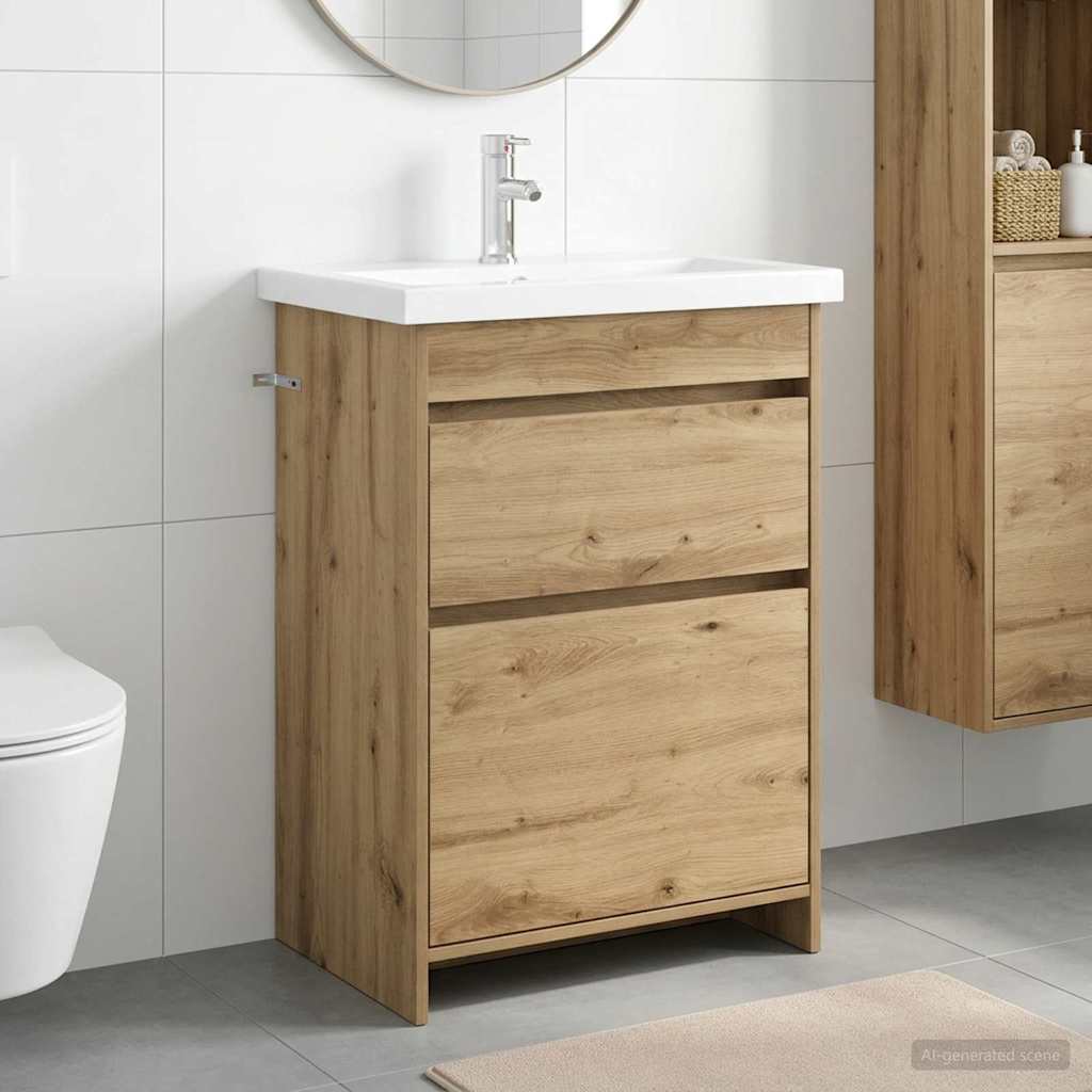 vidaXL Badrumsmöbelset Artisan-ek 61 x 40 x 84,5 cm Konstruerat trä