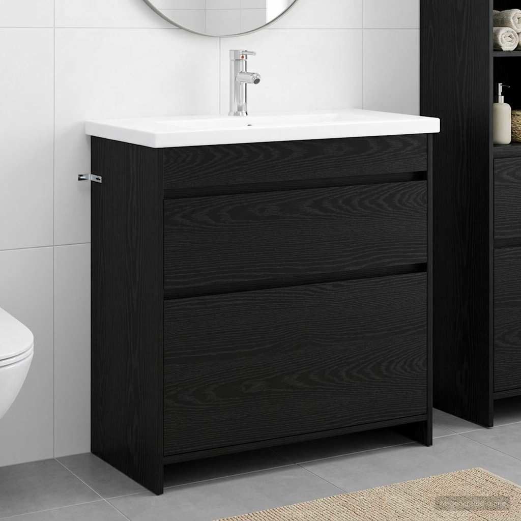vidaXL Badrumsmöbelset Svart ek 81 x 40 x 84,5 cm Konstruerat trä
