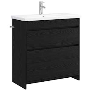 vidaXL Vannitoa m&ouml;&ouml;bleset Must tamm 81 x 40 x 84,5 cm Tehispuit