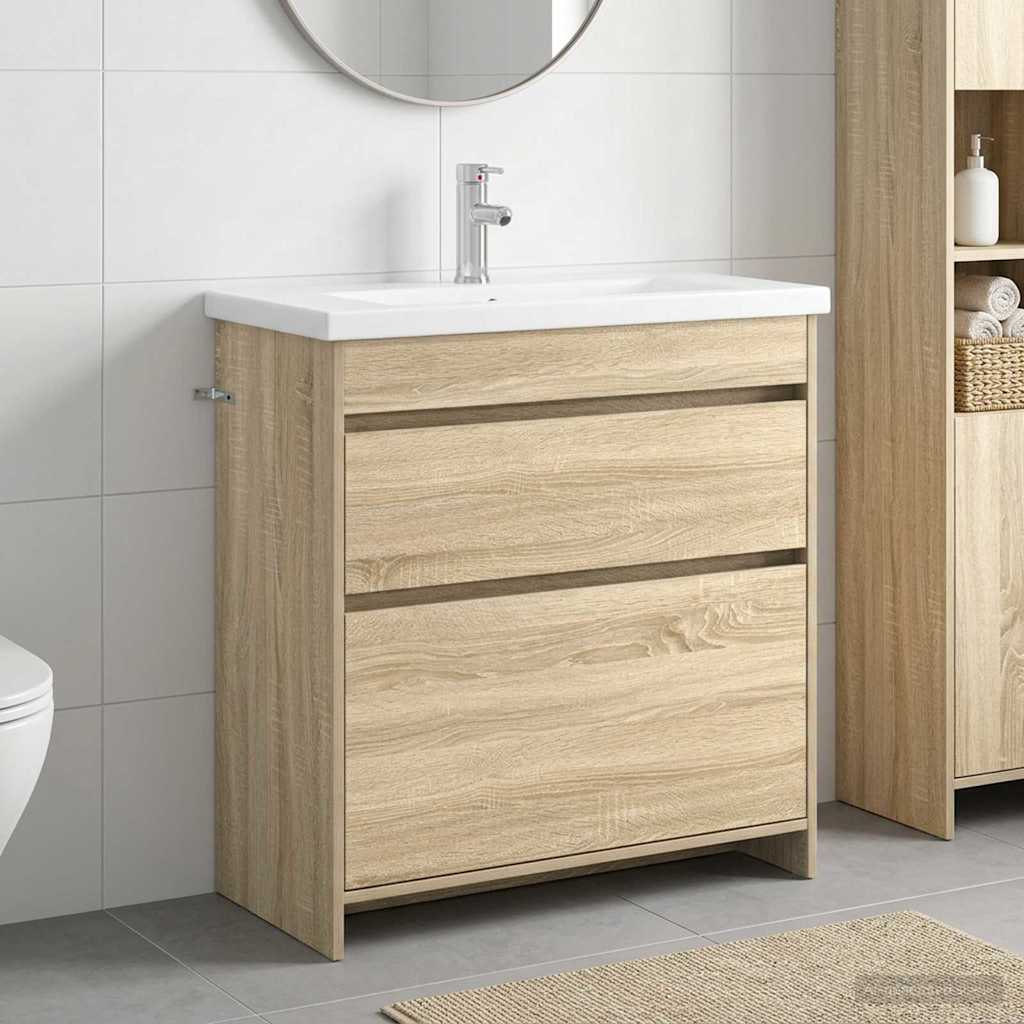 vidaXL Badrumsmöbelset Sonoma-ek 81 x 40 x 84,5 cm Konstruerat trä