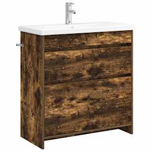 vidaXL Vannitoa m&ouml;&ouml;bleset Suitsutatud tamm 81 x 40 x 84,5 cm Tehispuit