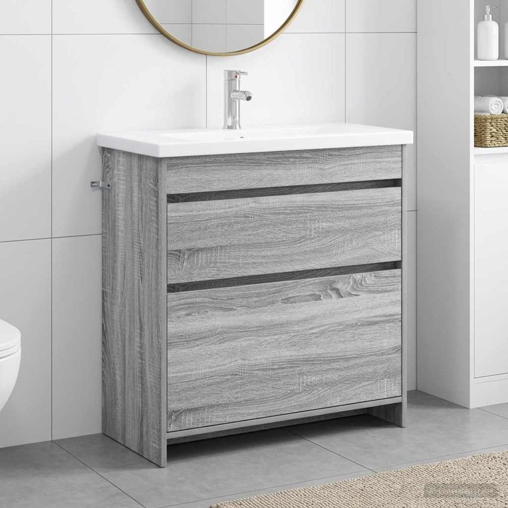 vidaXL Badrumsmöbelset Grå Sonoma 81 x 40 x 84,5 cm Konstruerat trä