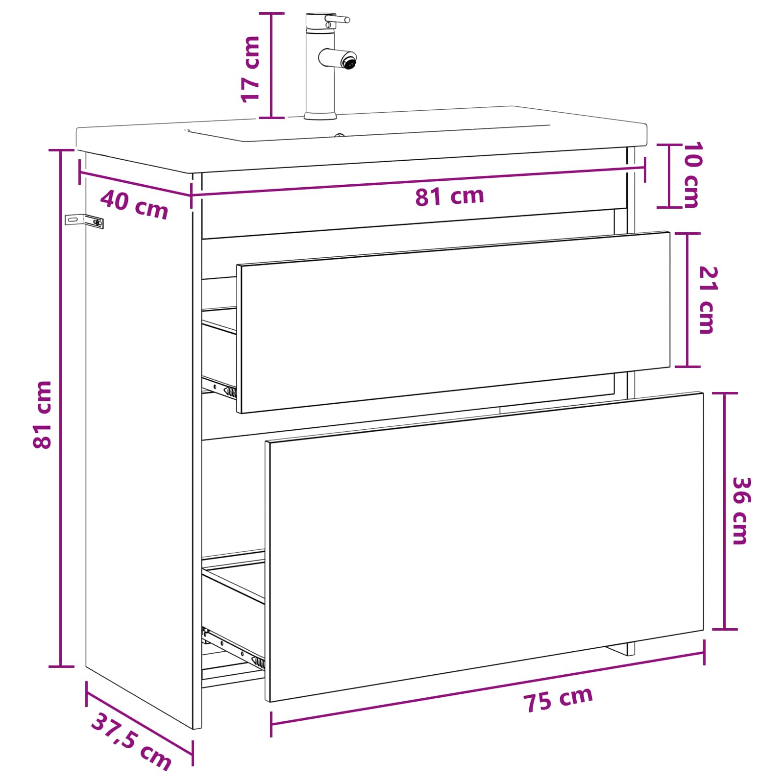 vidaXL Badezimmermöbel-Set Altholz 81 x 40 x 84,5 cm Holzwerkstoff – Bild 11