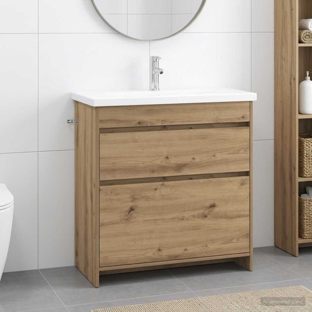 vidaXL Badrumsmöbelset Artisan-ek 81 x 40 x 84,5 cm Konstruerat trä