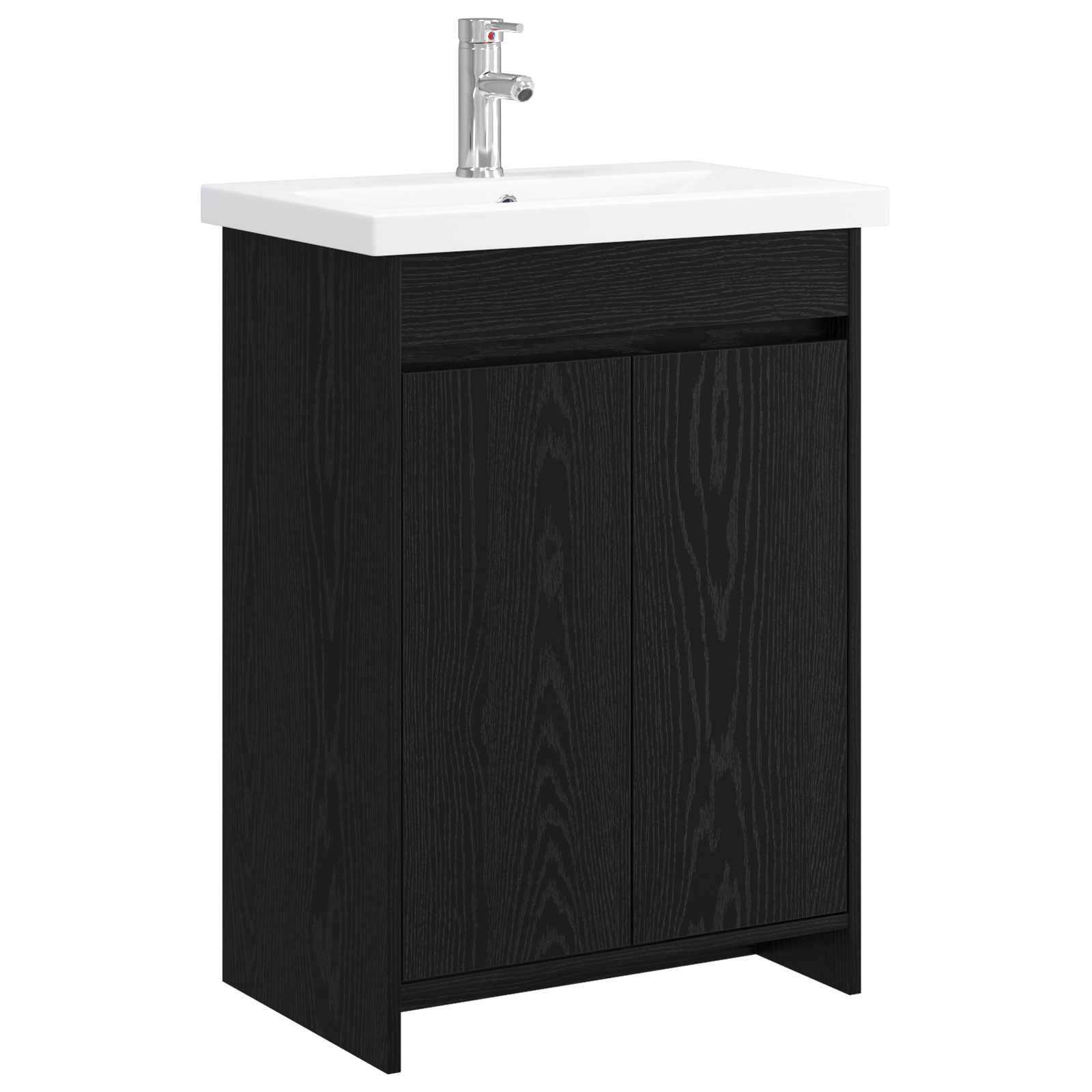 vidaXL Set de mobilier pentru baie Stejar Negru 61 x 40 x 84,5 cm
