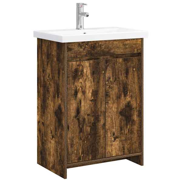 vidaXL Vannitoa m&ouml;&ouml;bleset Suitsutatud tamm 61 x 40 x 84,5 cm Tehispuit
