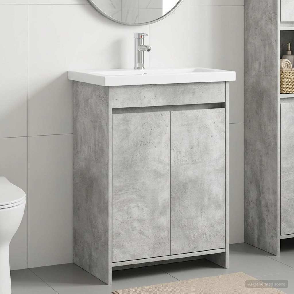 vidaXL Set de mobilier pentru baie Gri Beton 81 x 40 x 84,5 cm