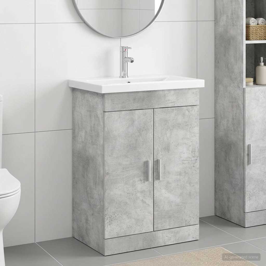 vidaXL Badrumsmöbelset Betonggrå 61 x 40 x 84,5 cm Konstruerat trä