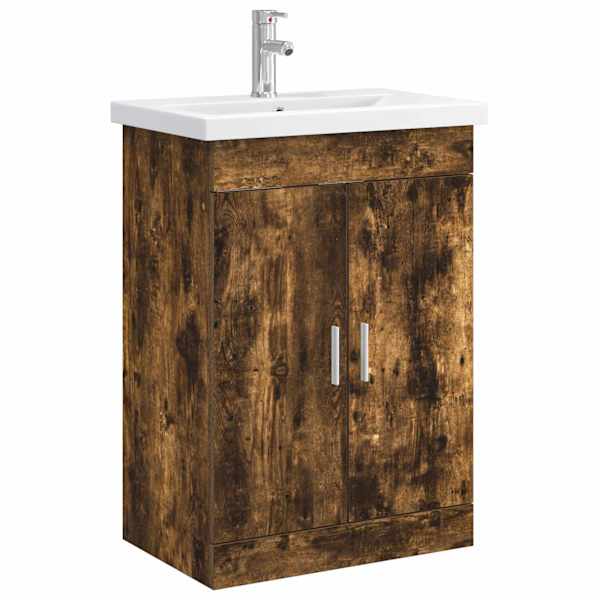vidaXL Vannitoa m&ouml;&ouml;bleset Suitsutatud tamm 61 x 40 x 84,5 cm Tehispuit