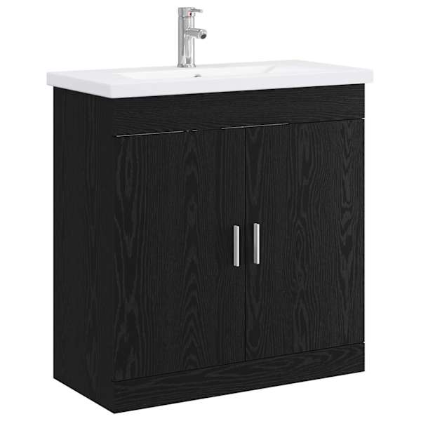 vidaXL Vannitoa m&ouml;&ouml;bleset Must tamm 81 x 40 x 84,5 cm Tehispuit