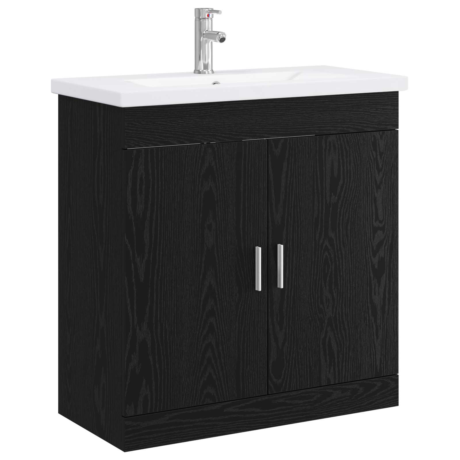 vidaXL Set de mobilier pentru baie Stejar Negru 81 x 40 x 84,5 cm