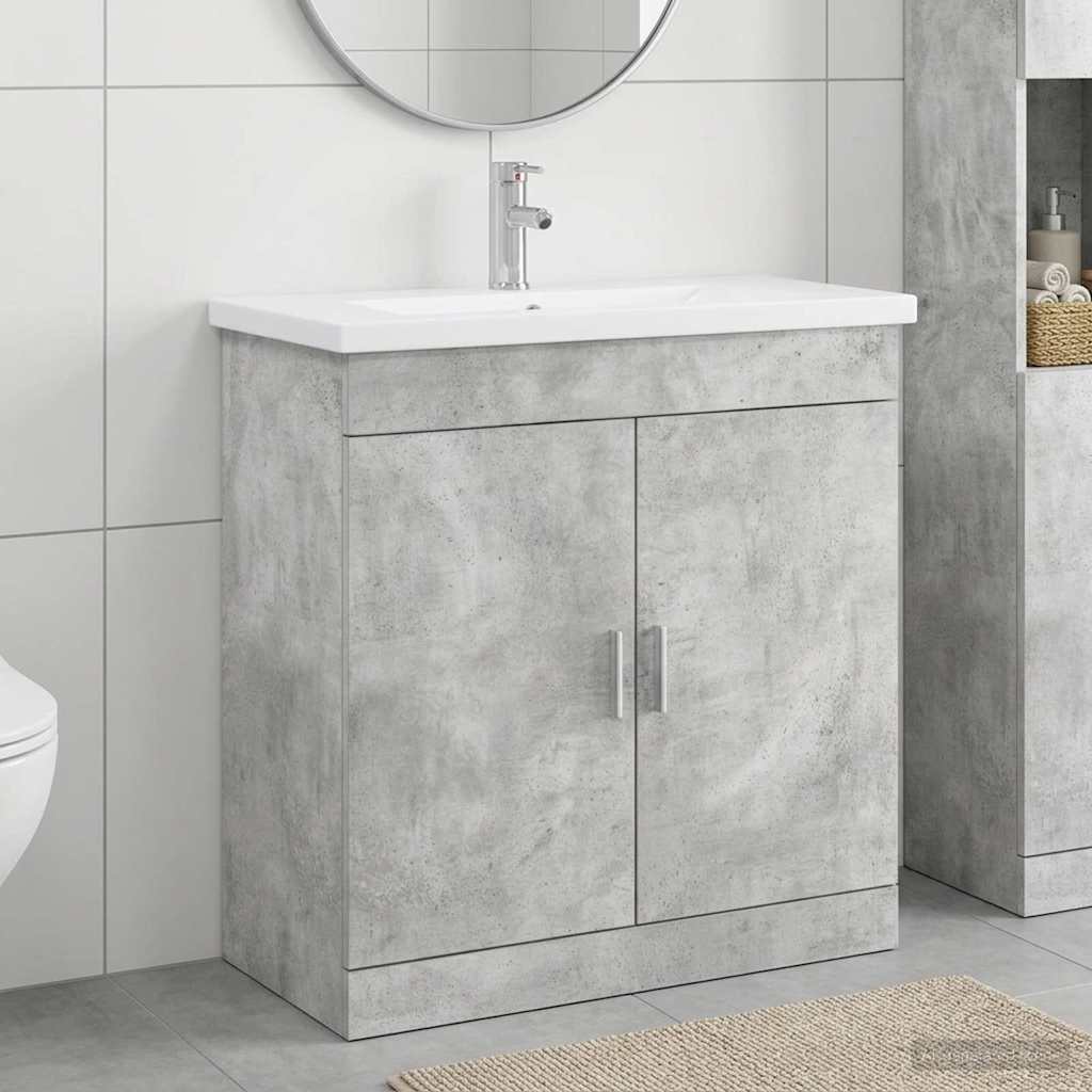 vidaXL Set de mobilier pentru baie Gri Beton 81 x 40 x 84,5 cm