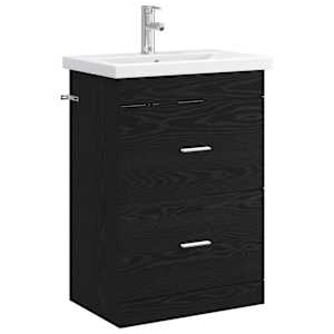 vidaXL Vannitoa m&ouml;&ouml;bleset Must tamm 61 x 40 x 84,5 cm Tehispuit