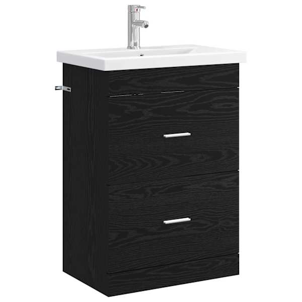 vidaXL Vannitoa m&ouml;&ouml;bleset Must tamm 61 x 40 x 84,5 cm Tehispuit