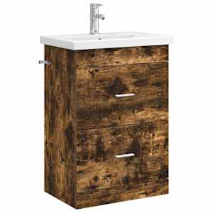 vidaXL Vannitoa m&ouml;&ouml;bleset Suitsutatud tamm 61 x 40 x 84,5 cm Tehispuit