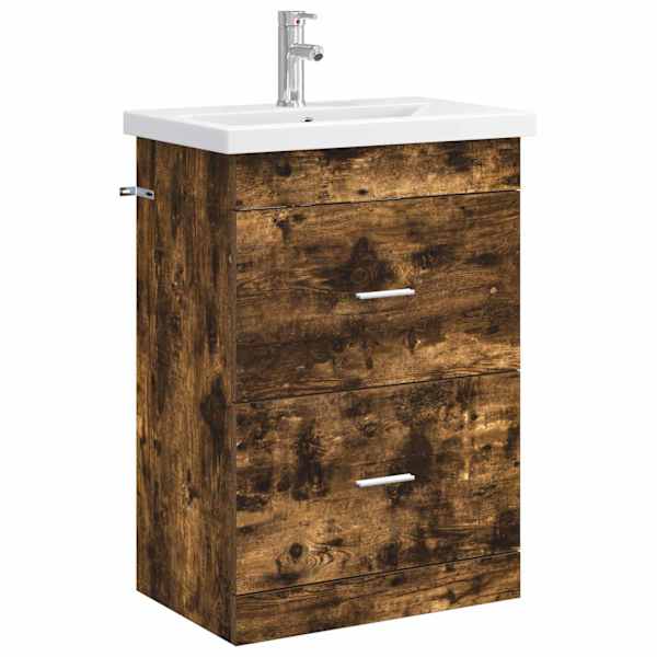 vidaXL Vannitoa m&ouml;&ouml;bleset Suitsutatud tamm 61 x 40 x 84,5 cm Tehispuit