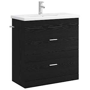 vidaXL Vannitoa m&ouml;&ouml;bleset Must tamm 81 x 40 x 84,5 cm Tehispuit