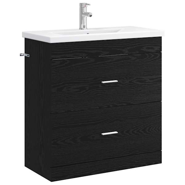 vidaXL Vannitoa m&ouml;&ouml;bleset Must tamm 81 x 40 x 84,5 cm Tehispuit