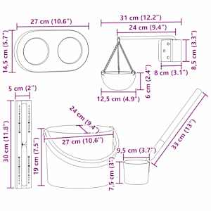 Sada doplňků do sauny 5 pcs Černá - obrázek 10