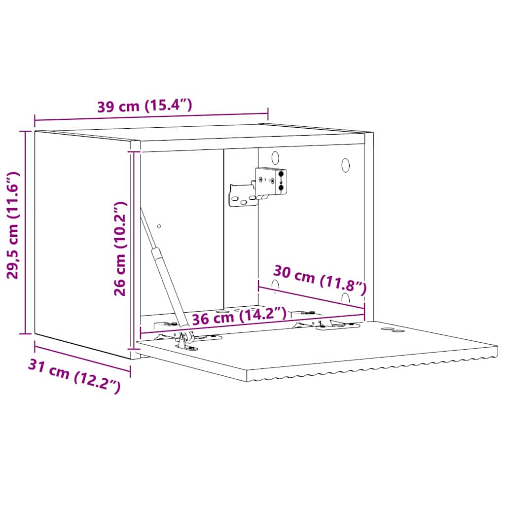 TV wall cabinet Nástěnný 2 pcs Kouřový dub 60 x 31 x 29.5 cm - obrázek 14