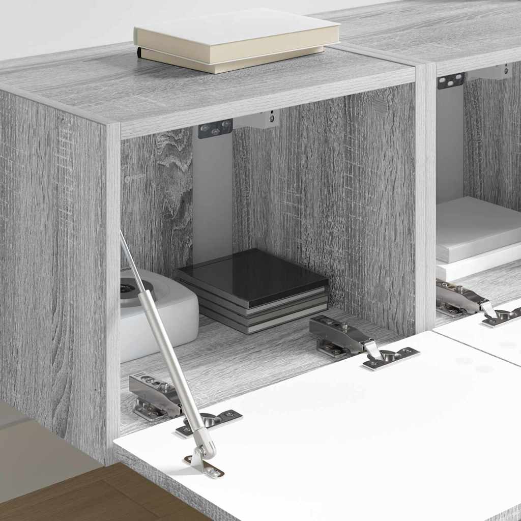 Ντουλάπι Τηλεόρασης Τοίχου Επιτοίχιο 2 pcs Γκρίζο Σονομα - Image 4