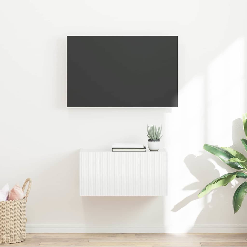 vidaXL Dulap TV de perete Alb Lucios 60 x 31 x 29,5 cm Lemn compozit