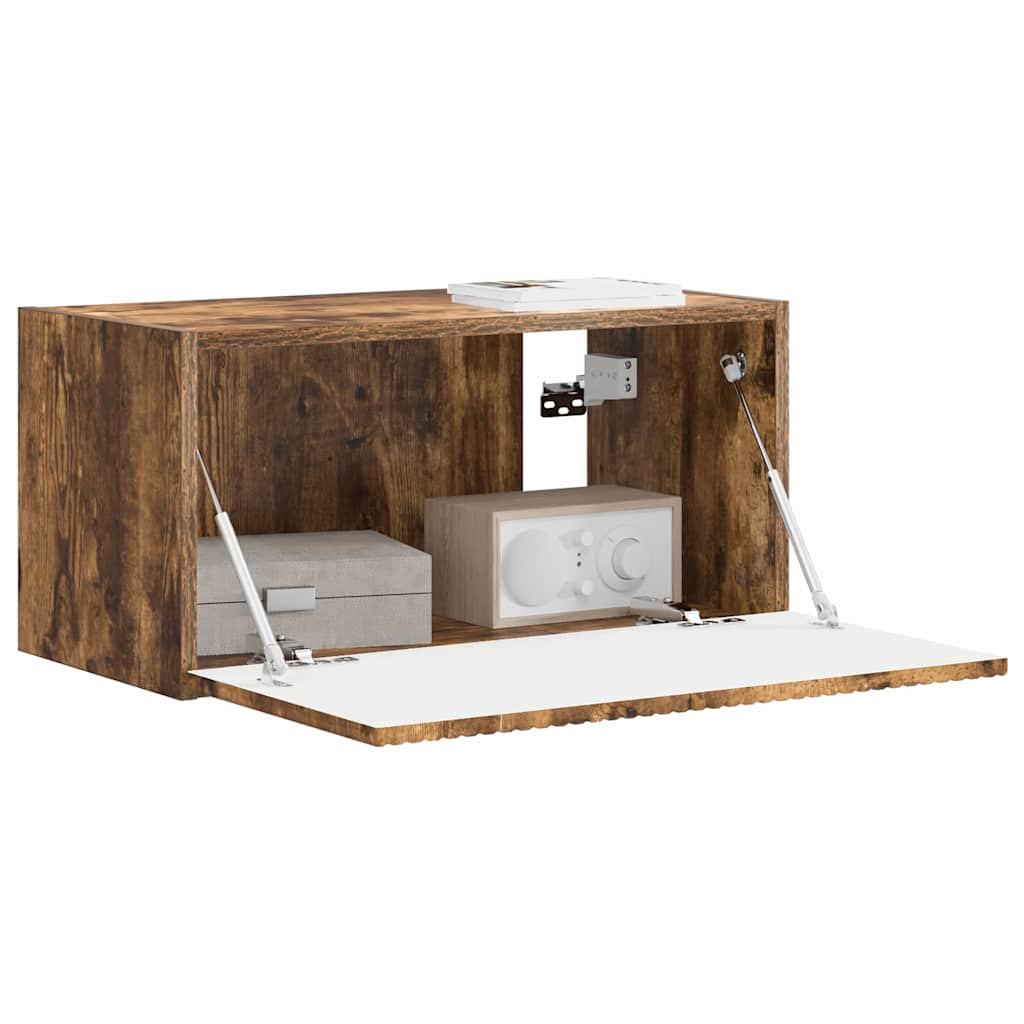 vidaXL TV Wandkast Gerookt eiken 60 x 31 x 29.5 cm Bewerkt hout