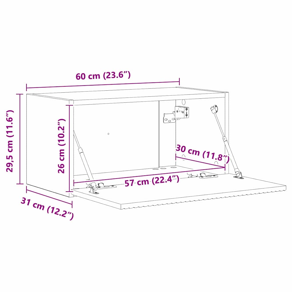 TV wall cabinet Nástěnný 2 pcs Kouřový dub 60 x 31 x 29.5 cm - obrázek 14