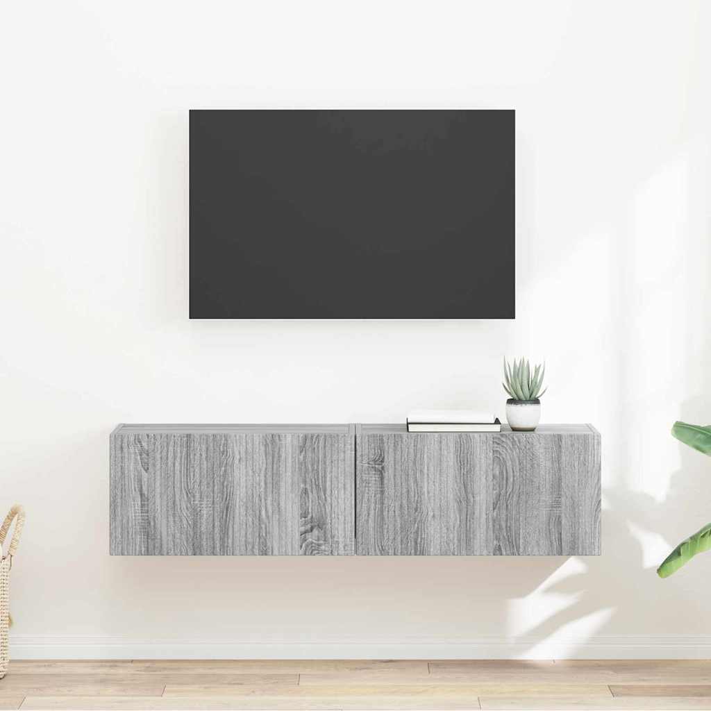 vidaXL Dulap TV de perete Pe perete 2 pcs Gri Sonoma 60 x 31 x 29,5 cm