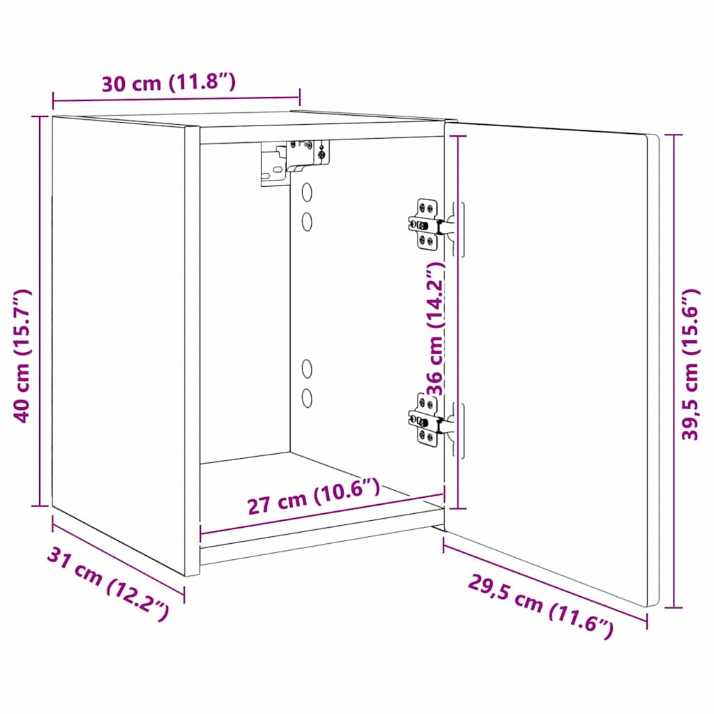 TV wall cabinet Nástěnný Černá 30 x 31 x 40 cm kompozitní dřevo - obrázek 14