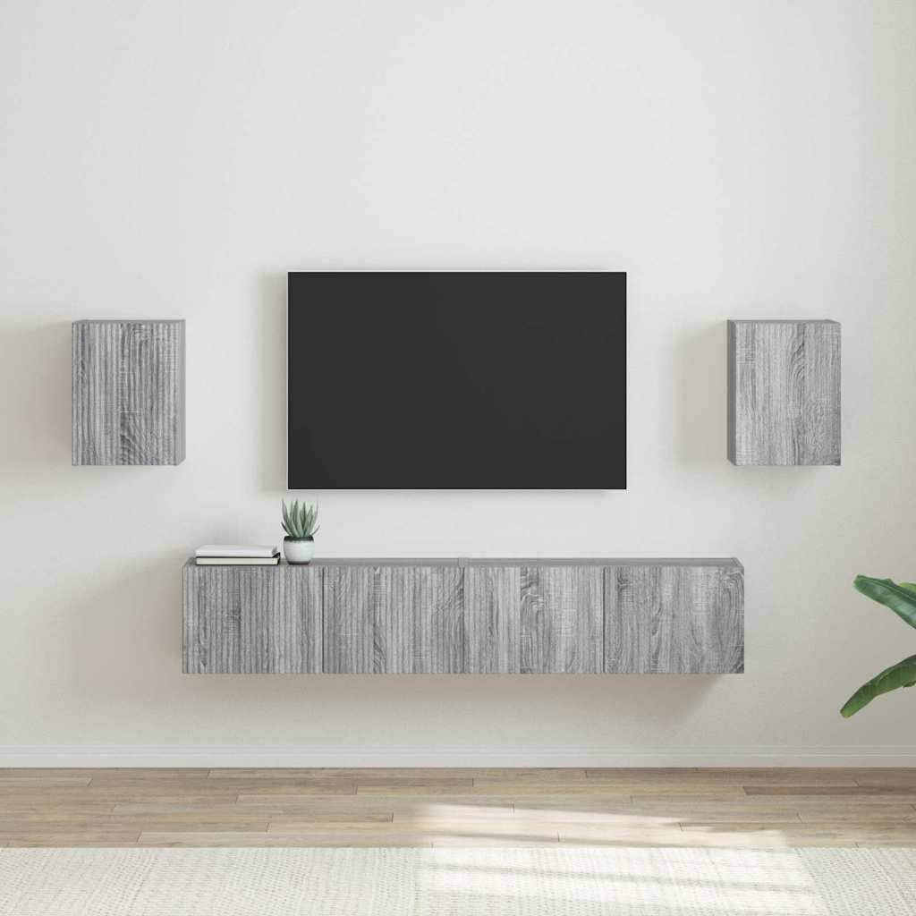 vidaXL Dulap TV de perete Pe perete 2 pcs Gri Sonoma 30 x 31 x 40 cm