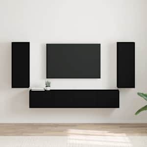 TV stenska omara 2 pcs Črna 30 x 31 x 80 cm Konstruiran les