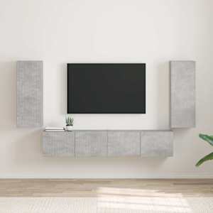 TV stenska omara 2 pcs Beton 30 x 31 x 80 cm Konstruiran les