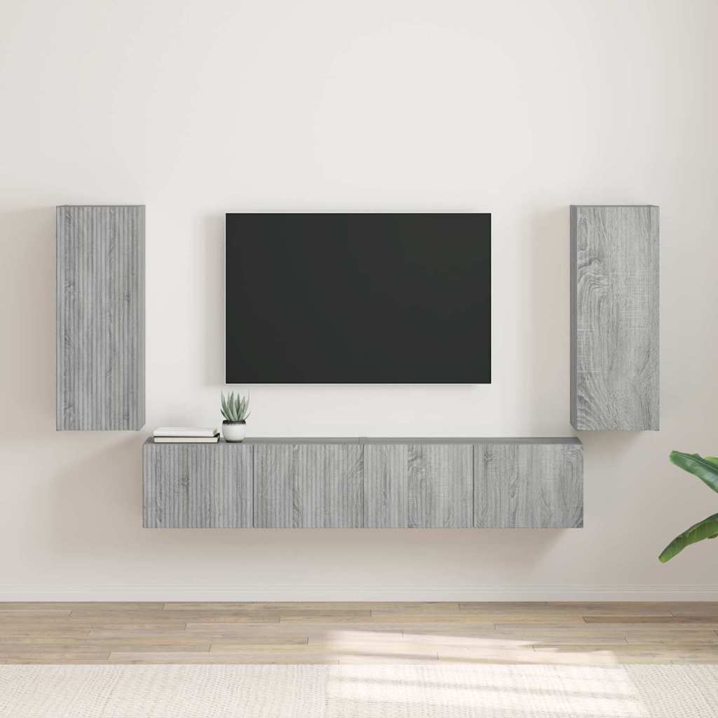 Suport TV & Masă TV - Dulap TV de perete Pe perete 2 pcs Gri Sonoma 30 x 31 x 80 cm
