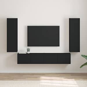 TV stenska omara 2 pcs Črna 30 x 31 x 100 cm Konstruiran les