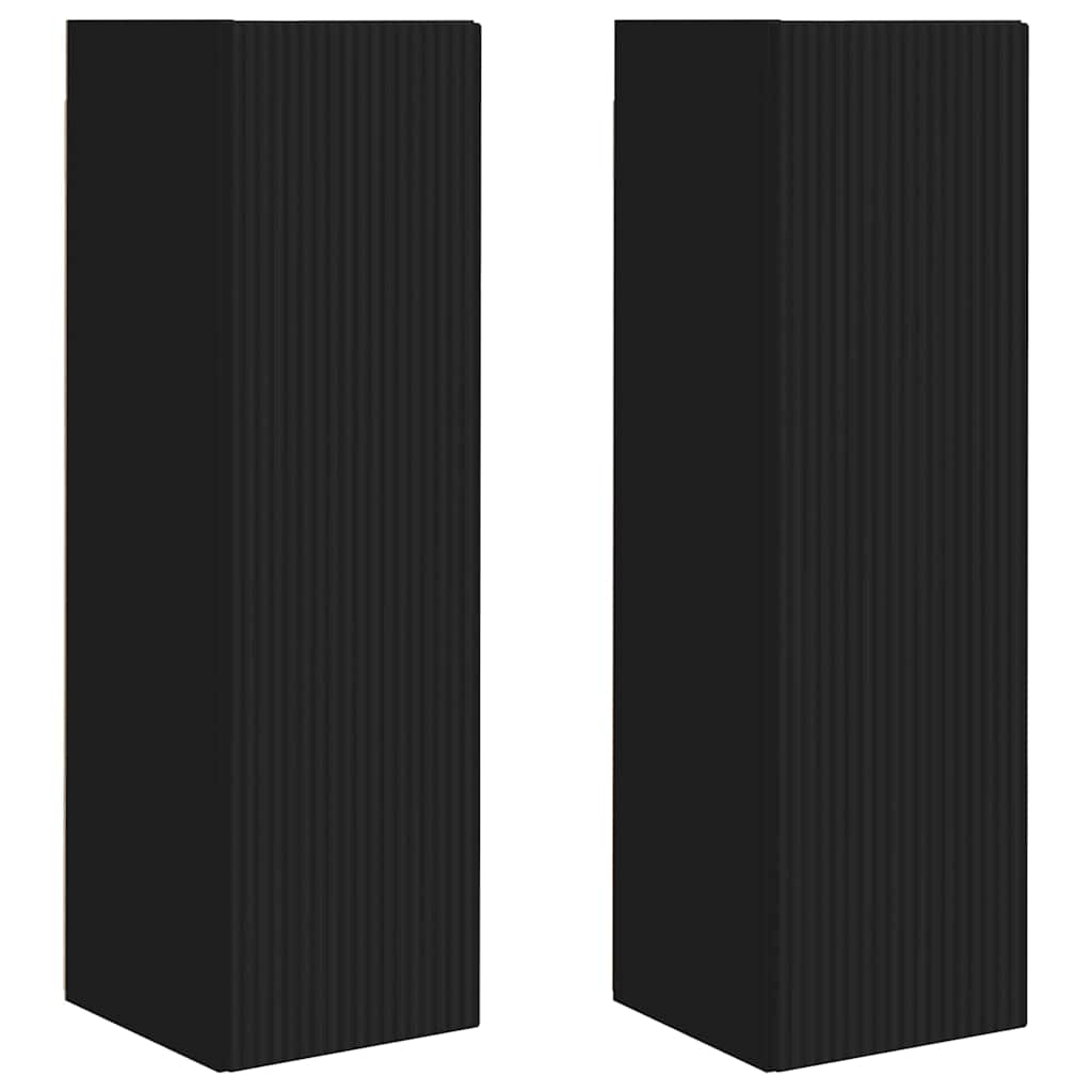 TV-seinäkaappi 2 pcs Musta 30 x 31 x 100 cm Tekninen puu - Image 2