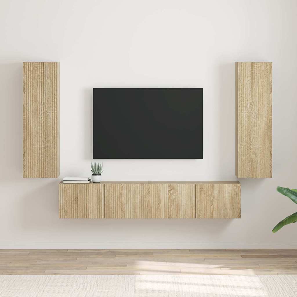 Suport TV & Masă TV - Dulap TV de perete 2 pcs Sonoma 30 x 31 x 100 cm Lemn compozit