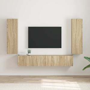 TV stenska omara 2 pcs Sonoma 30 x 31 x 100 cm Konstruiran les