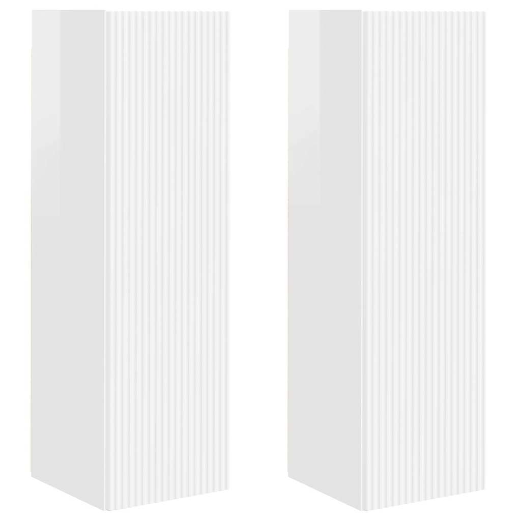 Thumbnail - vidaXL TV-Wandschrank 2 pcs Glänzend Weiß 30 x 31 x 100 cm
