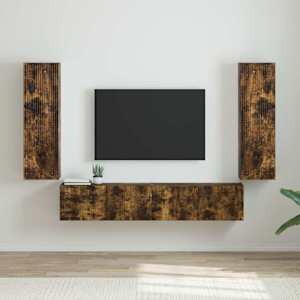 TV stenska omara 2 pcs Dimljeni oreh 30 x 31 x 100 cm