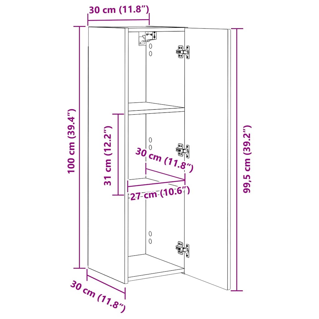 TV wall cabinet Nástěnný 2 pcs Umělecký dub 30 x 31 x 100 cm - obrázek 15