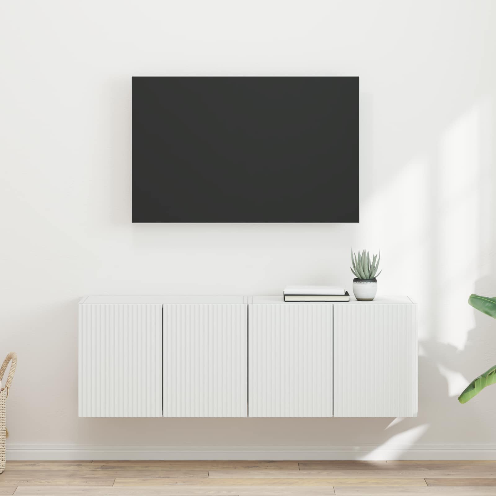 TV-seinäkaappi 2 pcs Valkoinen 59,5 x 31 x 40 cm Tekninen puu