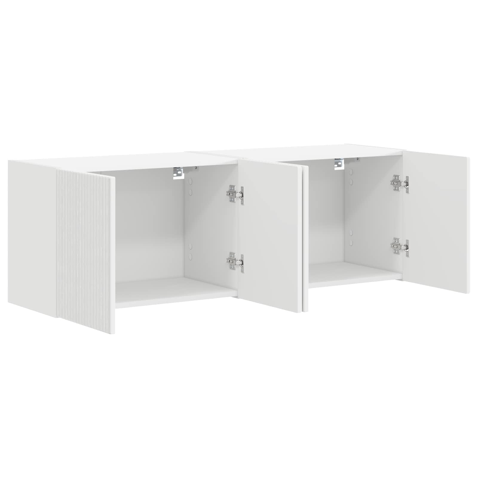TV-seinäkaappi 2 pcs Valkoinen 59,5 x 31 x 40 cm Tekninen puu - Image 5