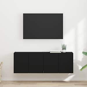 TV stenska omara 2 pcs Črna 59,5 x 31 x 40 cm Konstruiran les