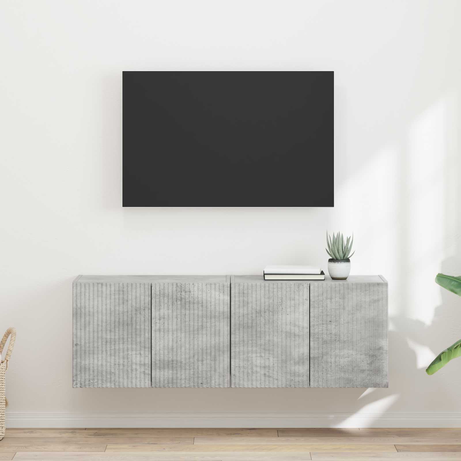 vidaXL Dulap TV de perete 2 pcs Gri din beton 59,5 x 31 x 40 cm