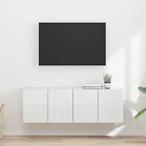 TV stenska omara 2 pcs Visok sijaj bela 59,5 x 31 x 40 cm