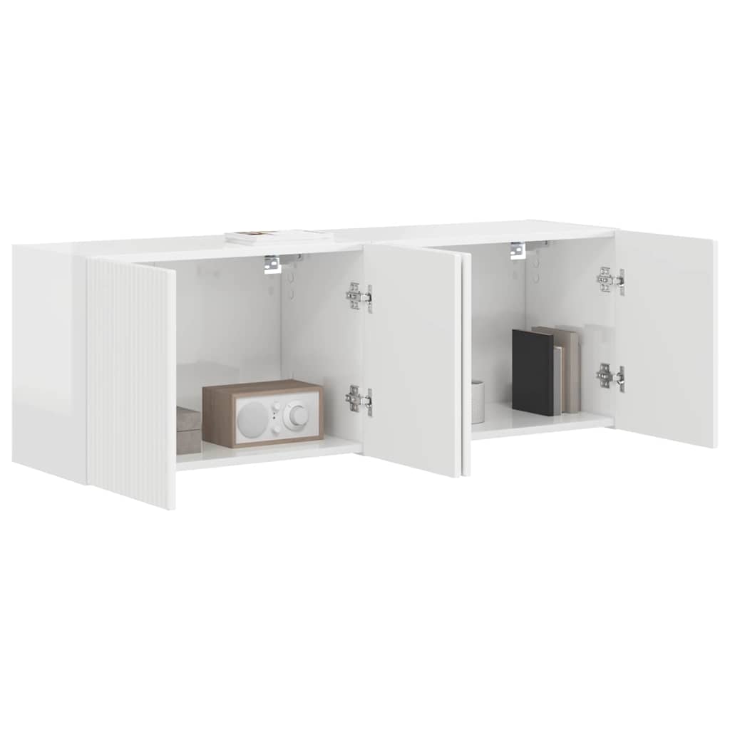 vidaXL TV-wandkast 2 pcs Hoogglans wit 59,5 x 31 x 40 cm Bewerkt hout